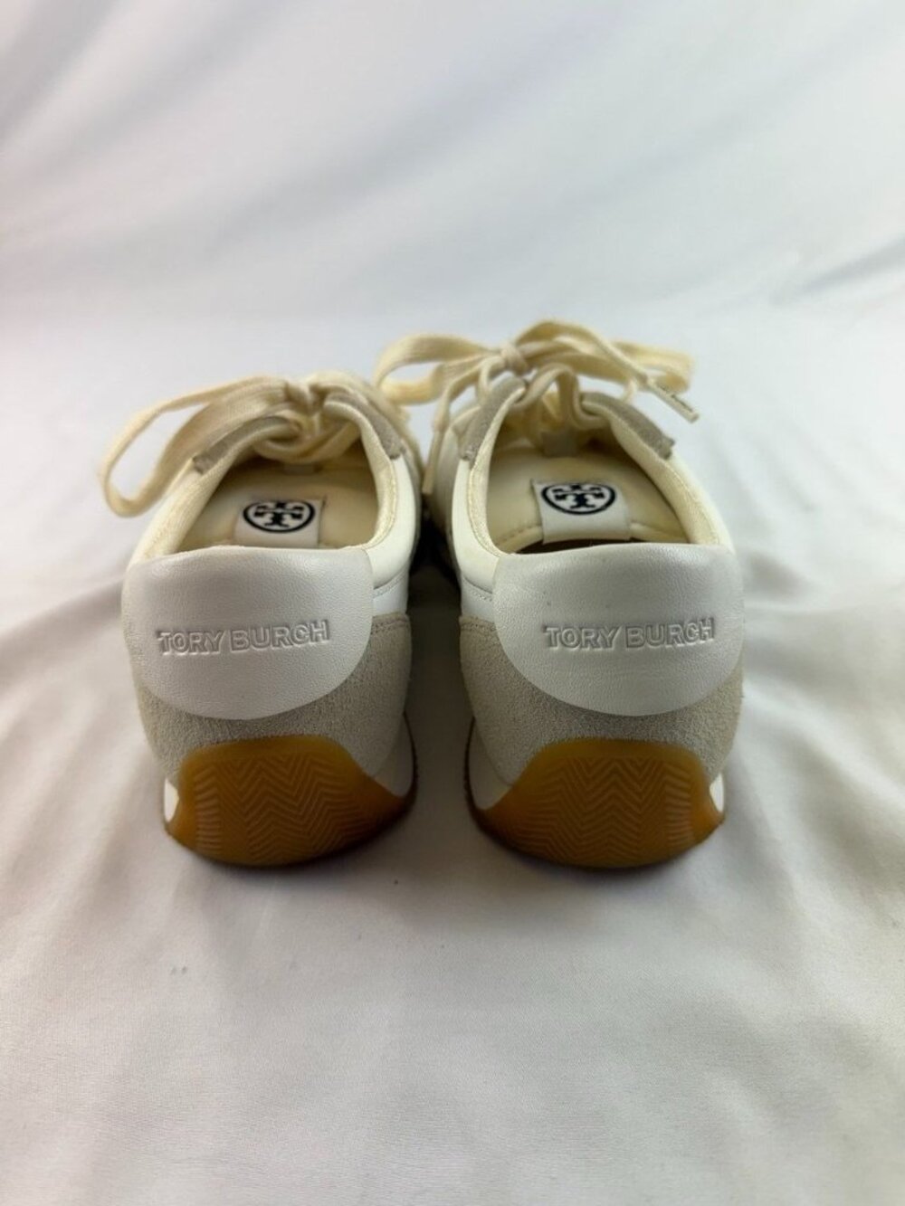 $238 Tory Burch Hank White /Beige Sneakers Sz 8.5M - Picture 5 of 9
